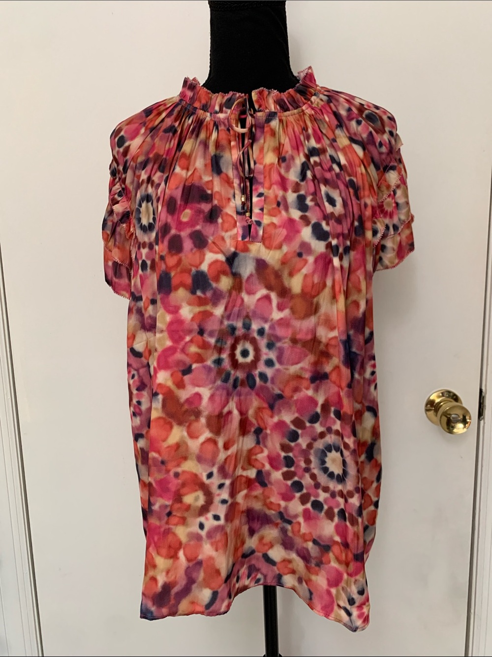 Philosophy Multicolor Floral Watercolor Tie-Neck Blouse NWT #8